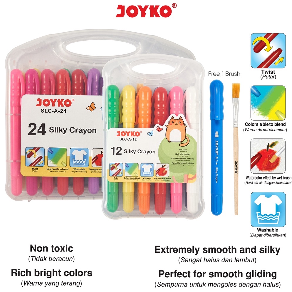 

Big sale Silky Crayon Krayon Halus Joyko SLC-A Warna Colors TRQ