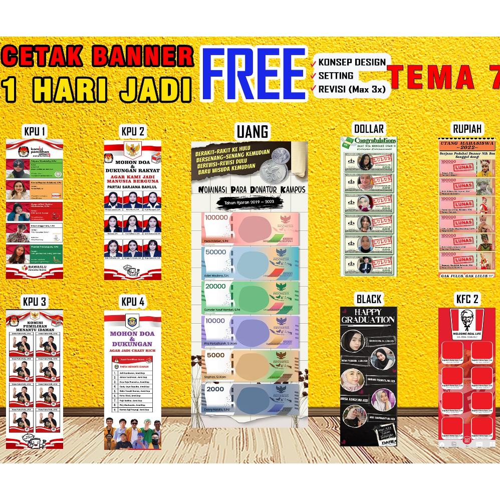 Murah Cetak Banner Wisuda Sidang Skripsi Kelulusan Graduation + Tiang X Baner Banner Rfm52