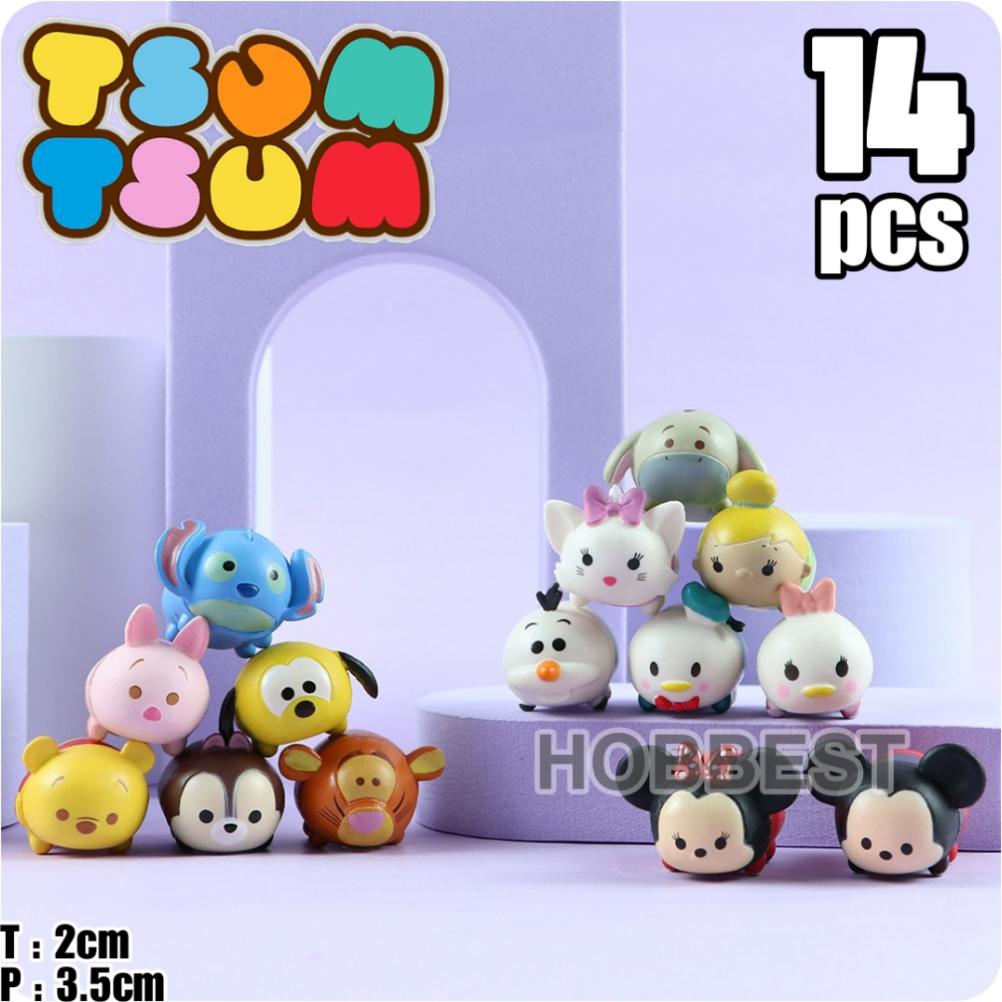 Terlaris Action Figure Tsum Tsum Isi 14 Pcs - Miniatur Topper Kue Pajangan Mainan Mickey Pooh Tsumts