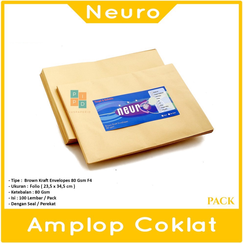 

Best Seller.. NEURO - Amplop Coklat Ukuran Folio Dengan Seal - Pack JA9