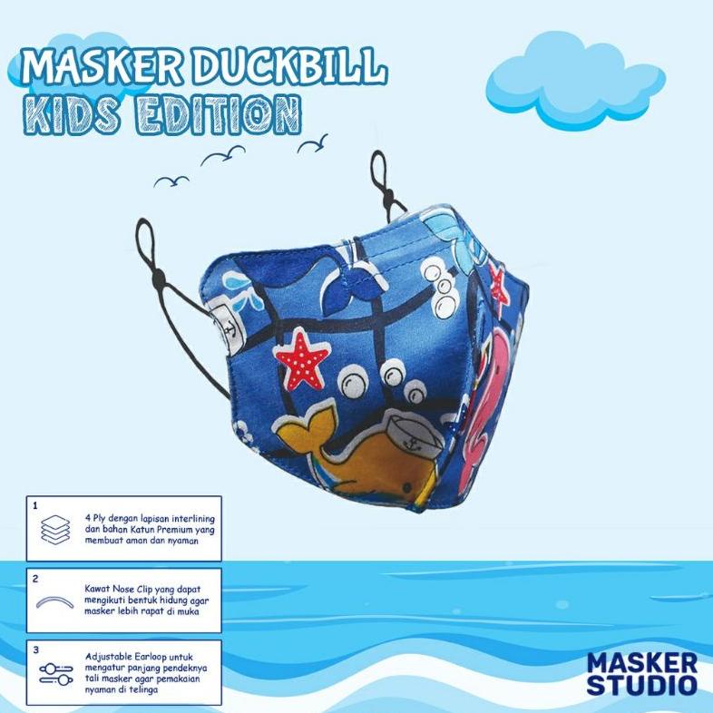 Terbaru Masker Kain Anak Duckbill 4Ply By Masker Studio