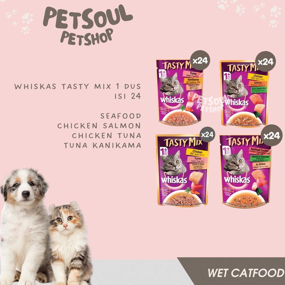 Promo Whiskas Tasty Mix 1 Dus Isi 24 Whiskas Pouch Whiskas Makanan Basah