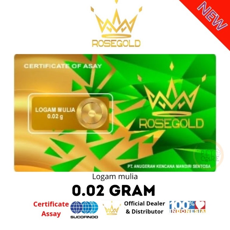 Kodec1C6o ROSE GOLD 0.02 GRAM LOGAM MULIA EMAS MINI
