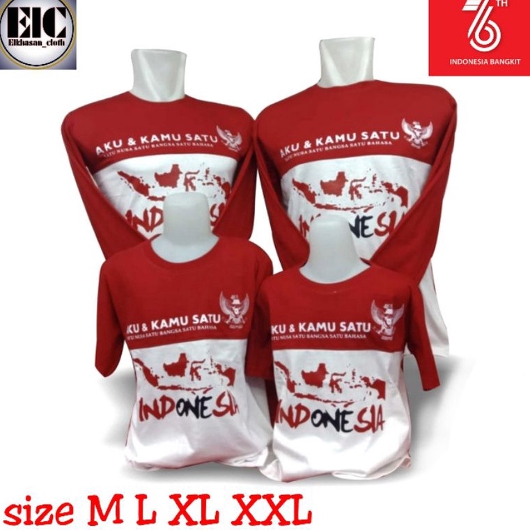 idFf4F9 JUMBO 3L kaos merah putih indonesia spesial 17 agustus 2022 aku kamu satu indonesia
