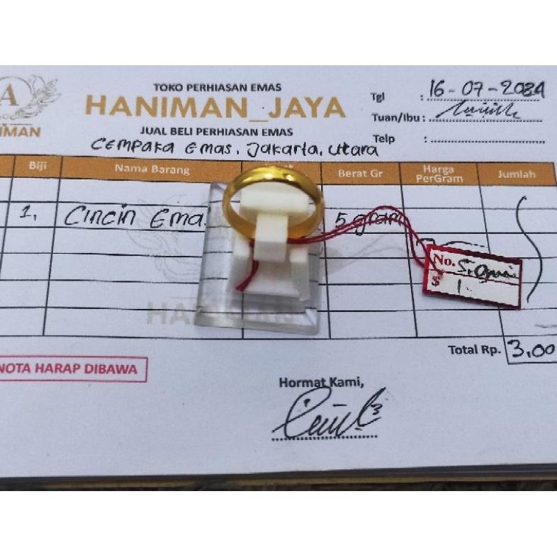 Termurah Cincin Emas Polos 4 Gram Asli 24 K Free Surat Dan Dompet Promo Qdm498