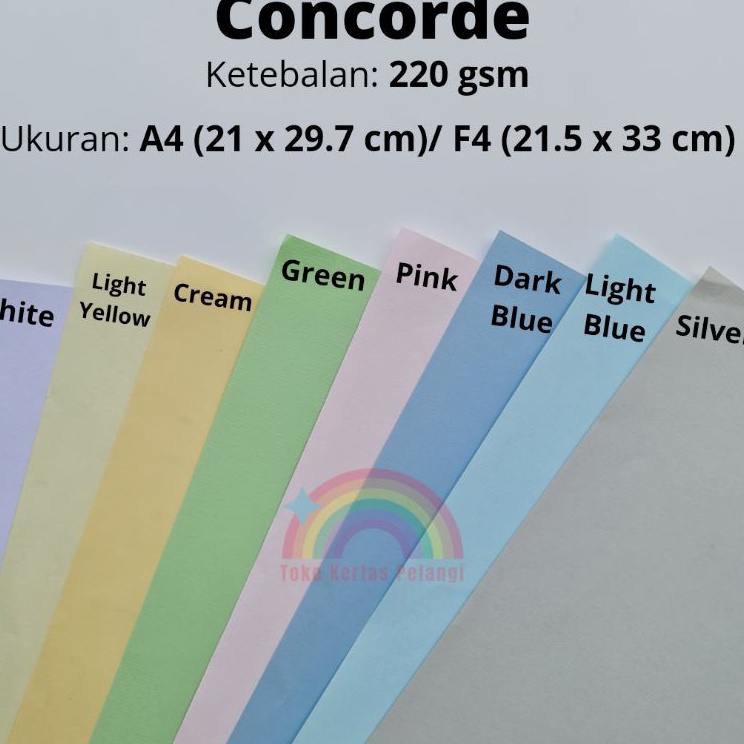 

➱Kirim Sekarang Kertas Karton Concorde 220gsm isi per 50 pcs ukuran A4 / F4 C72 ❋