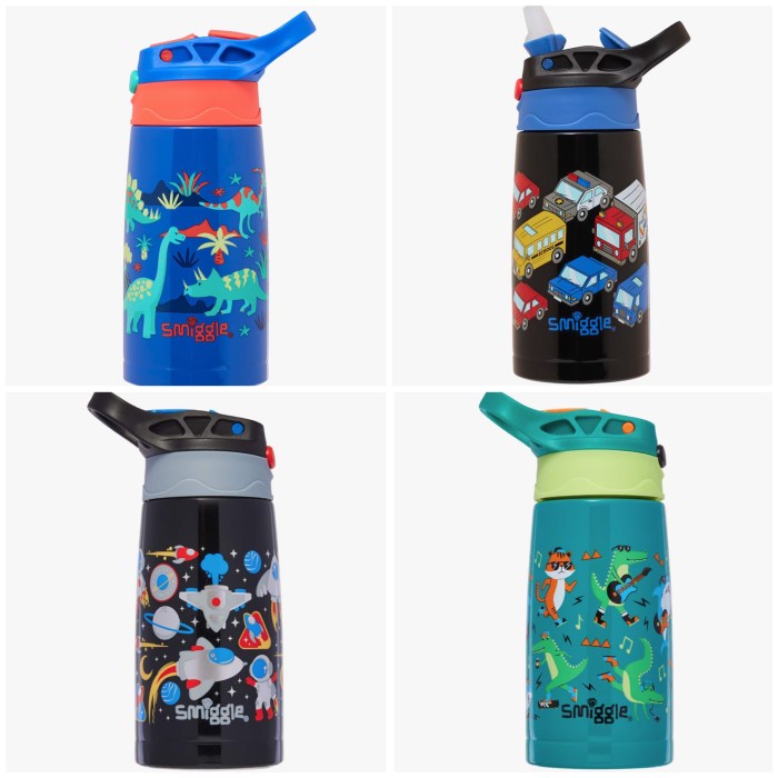 Smiggle Bottle Drink Stainless Steel Dino Grey Botol Minum Original