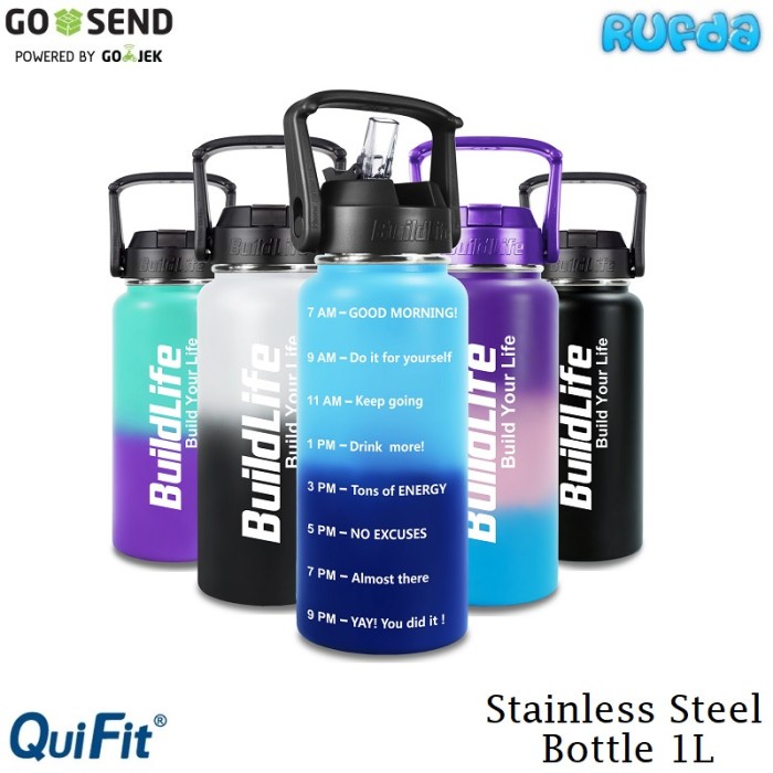 Quifit Stainless Steel 1L Bottle Botol Minum Insulated