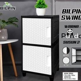 ------] Lemari Plastik Akako Swing Susun 2 Panda Hitam Putih