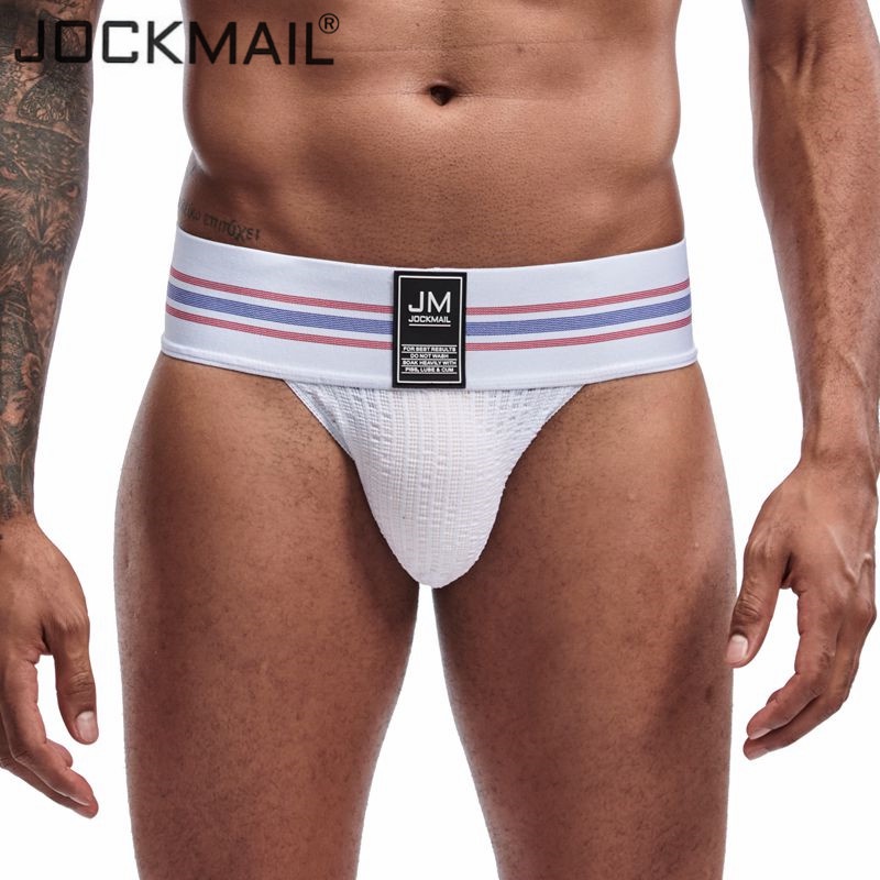 Jockmail Men's Low Rise Underwear, Solid Soft Underwear, Mesh Breathable Thong, Summer Bikini
