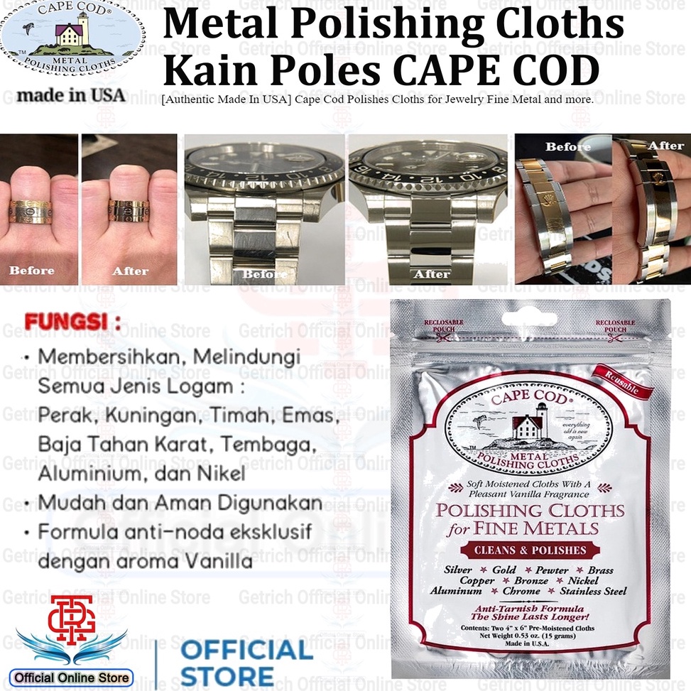 Laku Keras0w0Vk Kain Poles Cape COD Pembersih Goresan Pengilap Logam Perak Kuningan Alumunium Metal 