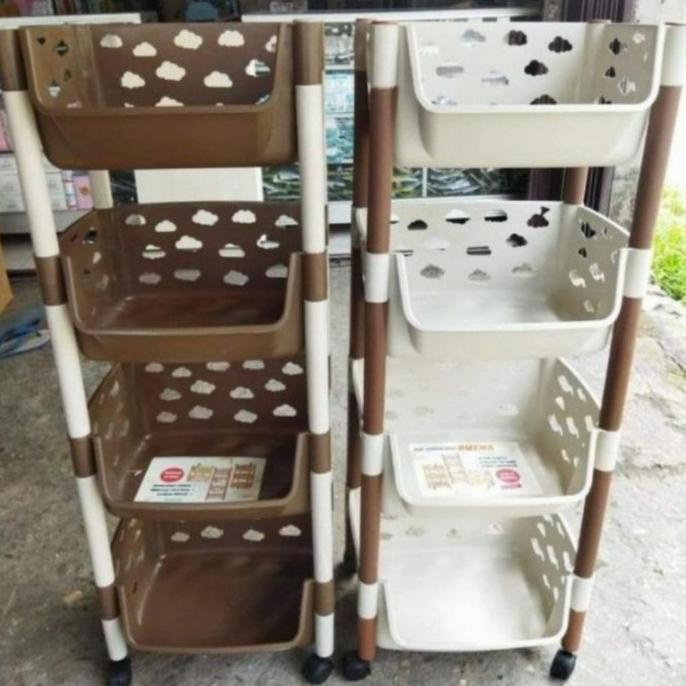 rak plastik 4 susun roda/rak boneka 4 susun