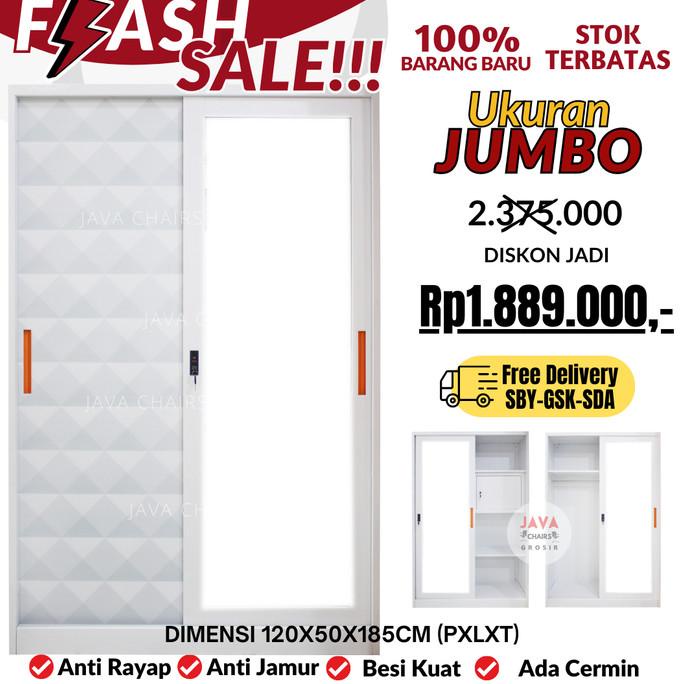 =+=+=+] Almari Baju Tempat Pakaian Full Besi Pintu Sliding/Geser Lemari Besi