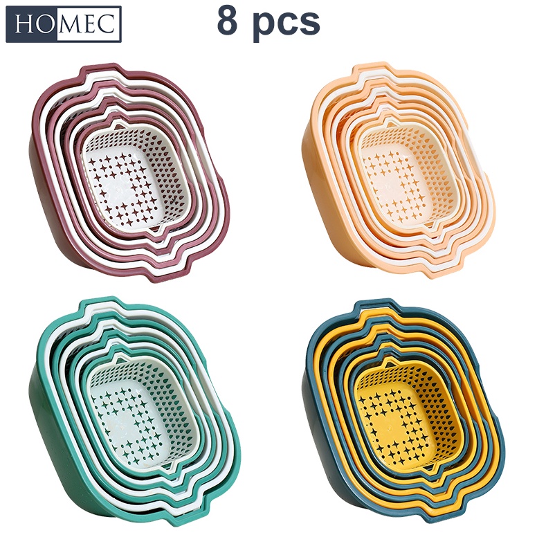 MURAH BANGET Keranjang Sayur Saringan 8 Buah Set Sayur Plastik Baskom Cuci Sayur Keranjang Saringan 