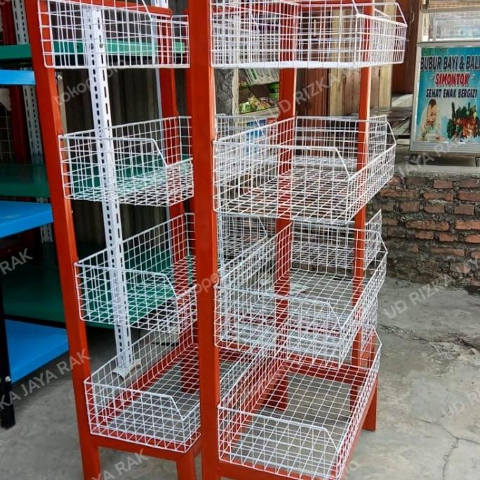 Rak ciki toko warung Chiki Snack serbaguna 4 susun murah
