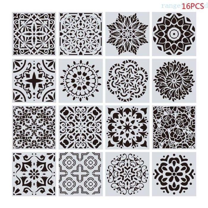 

RAN 16PCS SET MANDALA STENSIL DIY GAMBAR TEMPLATE LUKISAN DINDING