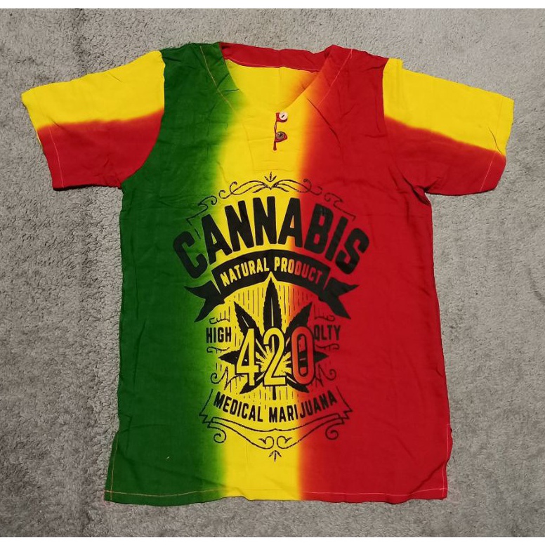[㊠/✔K0E] Grosir Baju Pantai Kaos Pantai Reggae Rasta Jamaica Bob Marley 420 Tie Dyeviraal.