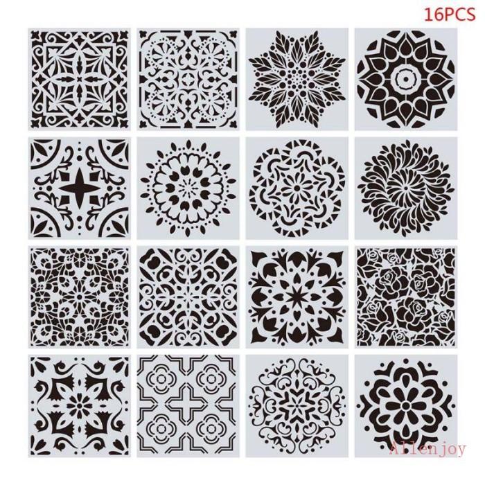 

JOY 16PCS SET MANDALA STENSIL DIY GAMBAR TEMPLATE LUKISAN DINDING
