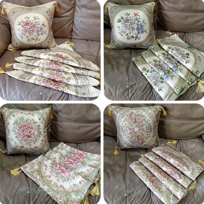 Set Sarung Bantal Kursi Sofa Set bordir impor mewah 40x40 cm