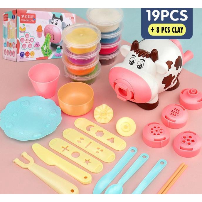Dream Clay Mainan Anak Tanah Liat Plastisin Play Doh Bentuk Sapi 19 pc