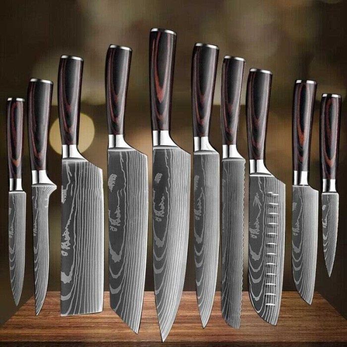 Pisau Dapur Damascus Original Set Pisau Dapur Chef Damaskus Set 8 Pcs