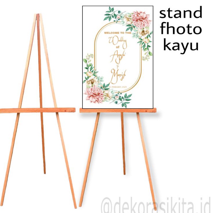 Baru Stand foto kayu /standing akrilik / Stand foto wedding / Stand foto dekorasi J95 ✼