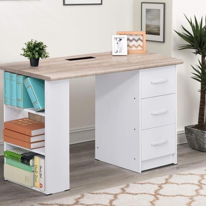 meja belajar kerja minimalis Putih