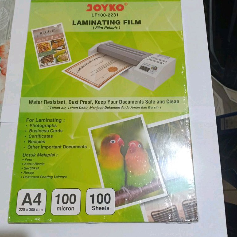 

[S✮♥S.P> ( Isi 10 Lembar ) Plastik Laminating Film A4 100 Micron JOYKO LF100-2231 - siiap.dikirim..!