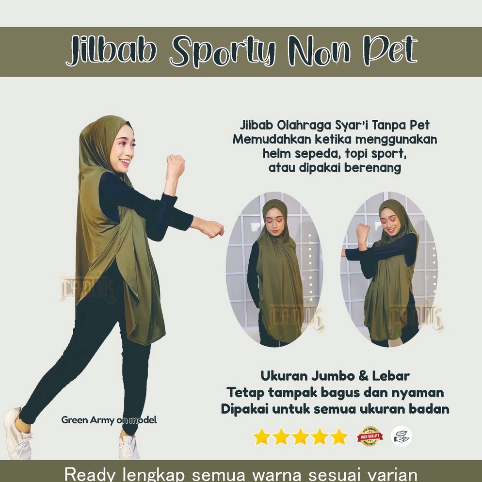 [☑/◆GNL] Jilbab Sporty Hijab Olahraga Syar'i Jumbo untuk Senam Bersepeda Berenang Jogging Yoga Hikin