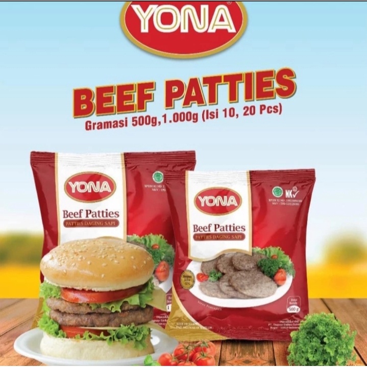 

Yona Beef patties 500gram isi 10/ Yona patty burger sapi 500gr isi 10pcs