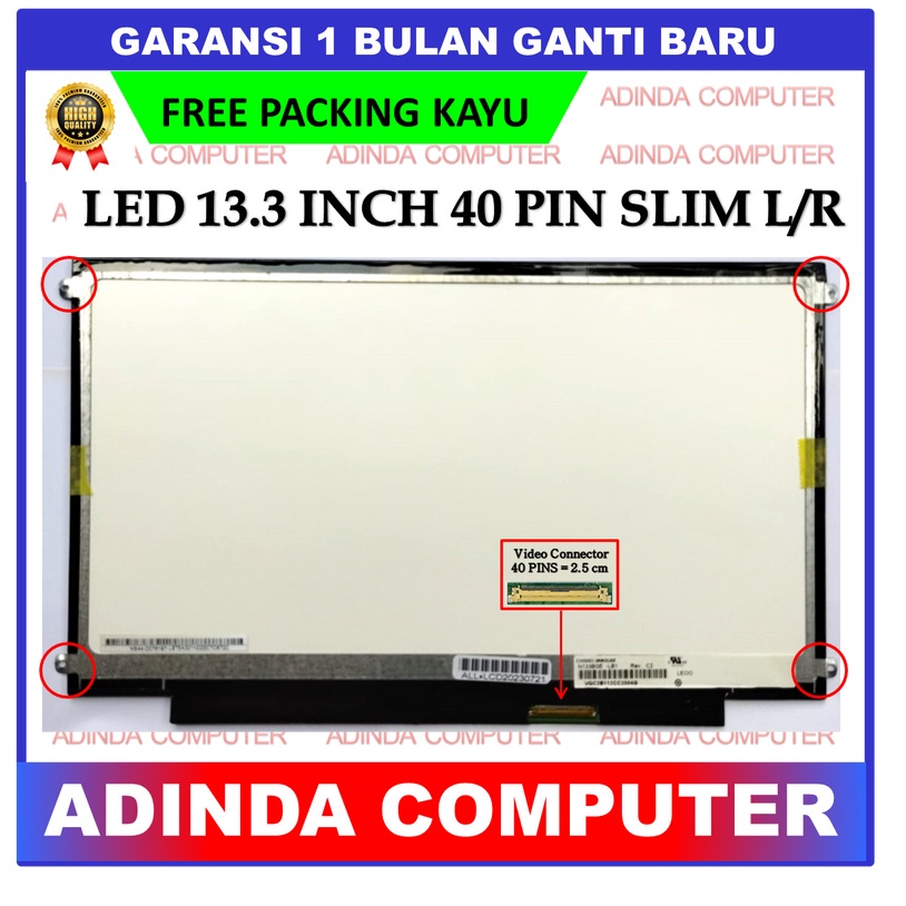 LCD LED Acer Travelmate 8372 13.3 13 Inch 40 Pin 40pin Slim HD Bracket Kuping Baut Samping Pinggir K