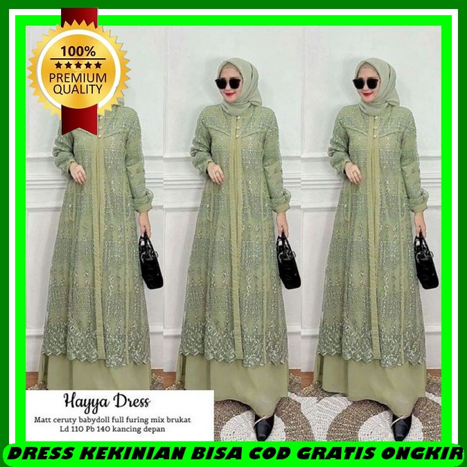 Baju Cewek Lengan Panjang Korean Style Dresd Hijab Remaja Dress Muslimah Mewah Cantik Dan Kekinian R