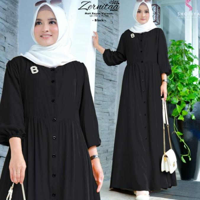 Promo Gamis Katun Rayon Polos Warna Hitam Navy Marun LD 110