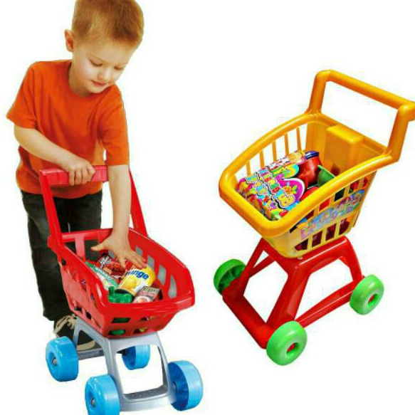 Murah Troli Keranjang Dorong Belanja Supermarket Mainan trolley supermarket KeteranMulticolour Maina