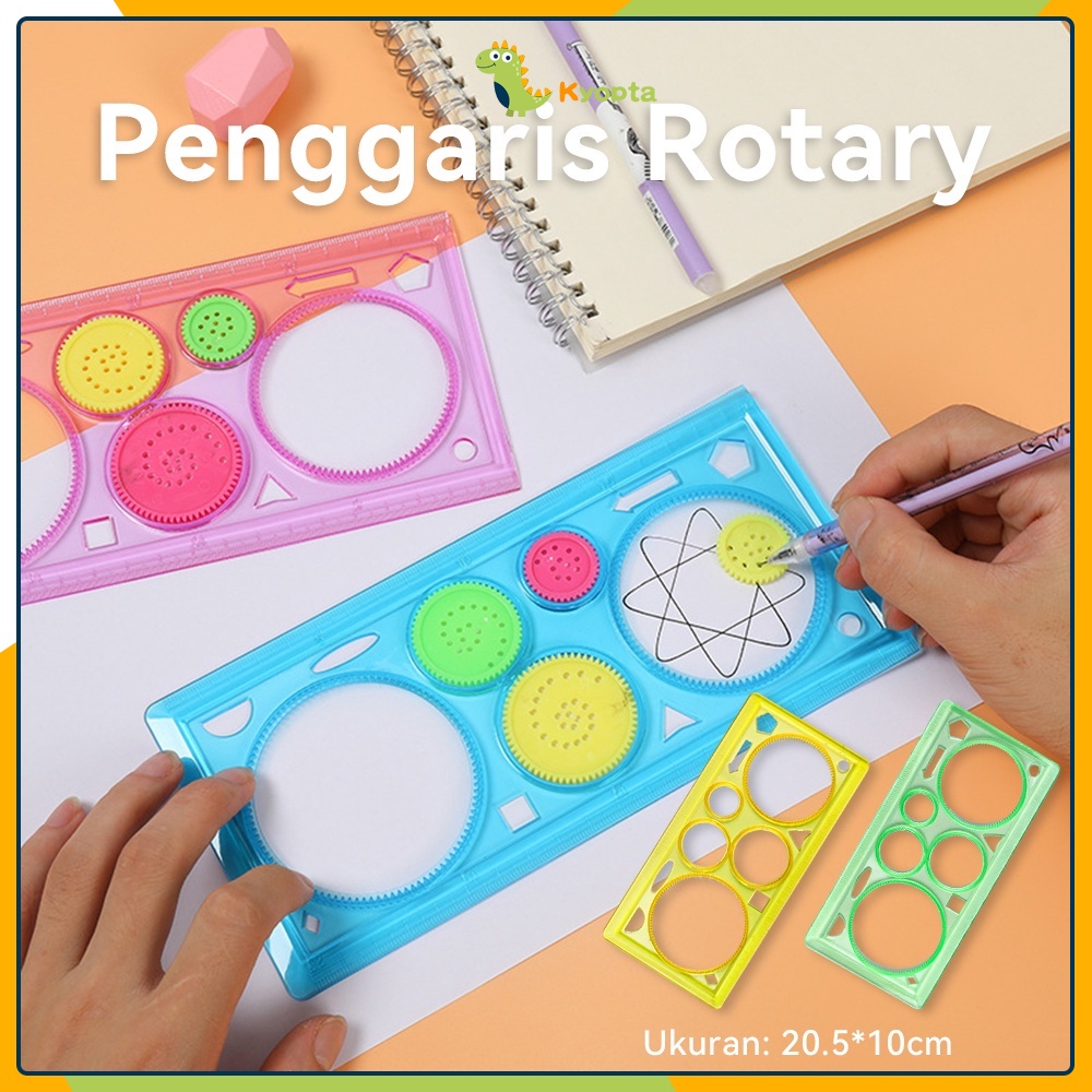 

Kyopta Penggaris rotary Garisan rotari kembang Magic spirograph geometrik ruler 20cm