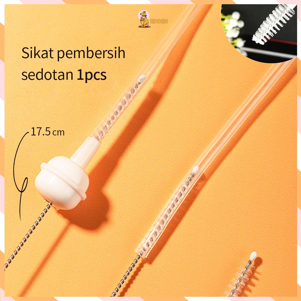 Edden Sikat Sedotan Stainless Brush Straw Sikat Dot Bayi