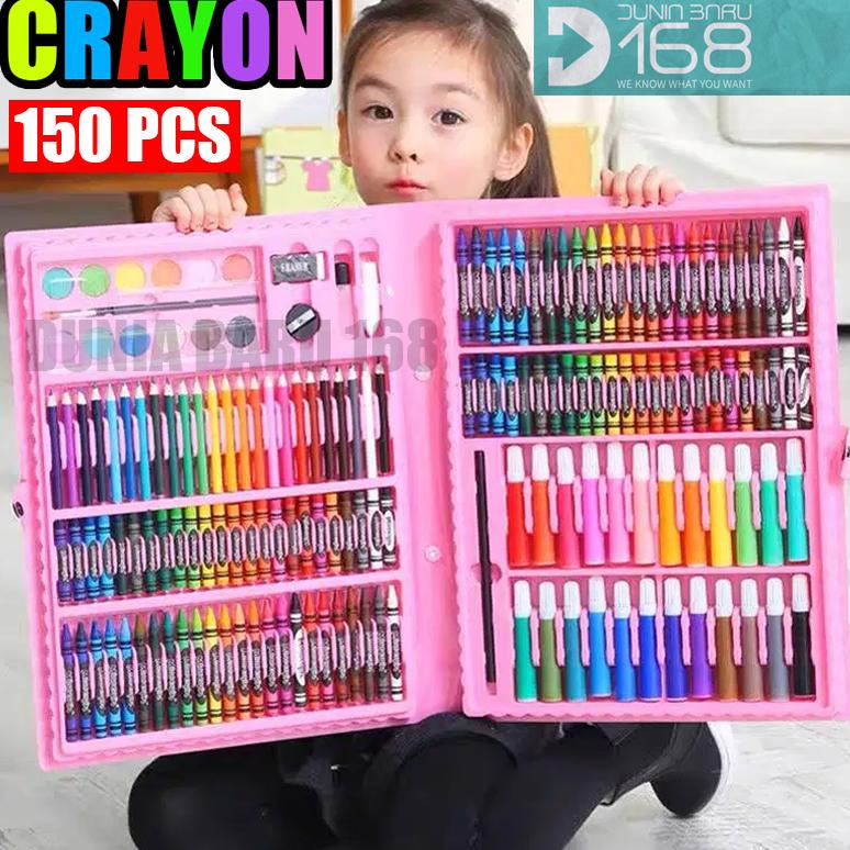 

Terbaru Crayon 150 Set / Crayon Art Set Koper Perlengkapan Mewarnai Anak Anak Ktl