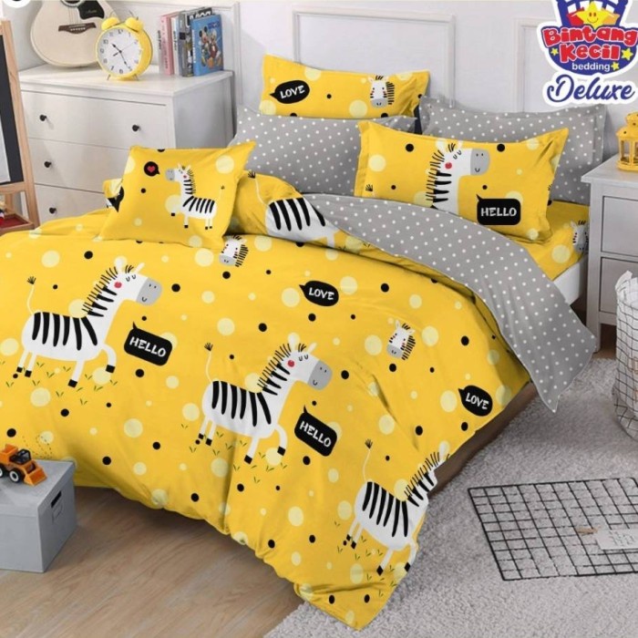 Sprei Dan Bedcover Katun Lokal Anak Motif Zebra Kuning