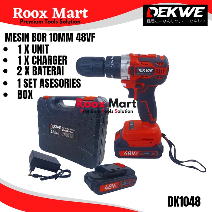

Cordless Hammer Drill 13mm Baterai 48V Mesin Bor DEKWE DK1048 DK 1048
