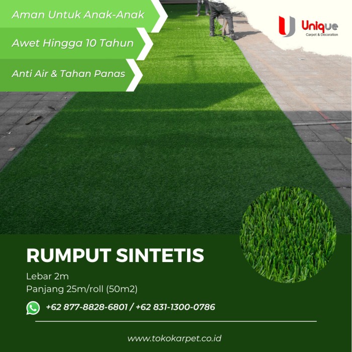 [Plastik] Rumput Sintetis Tebal 3Cm / Karpet Rumput Jepang Outdoor Dan Indoor [Mini]