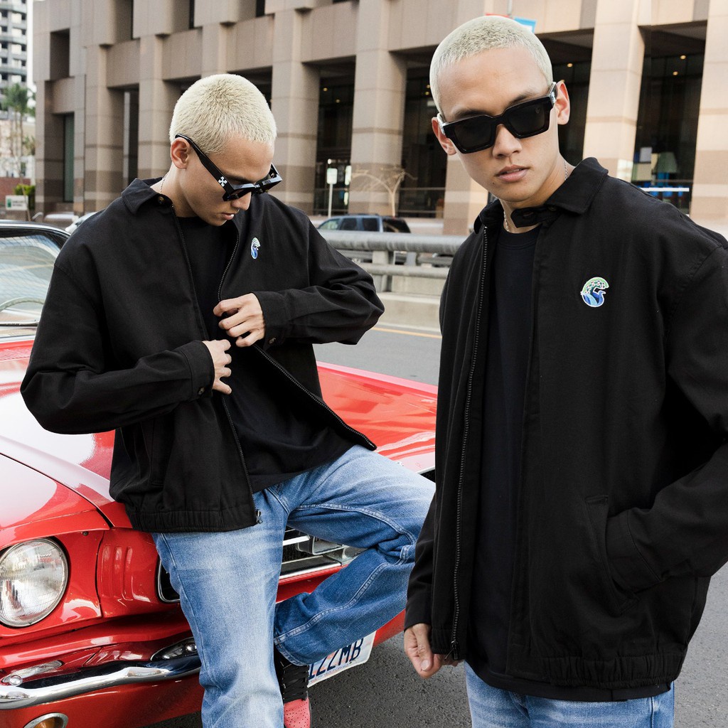 GutenInc - Jaket Trucker Pria Fraser Black Harrington Jacket Twill