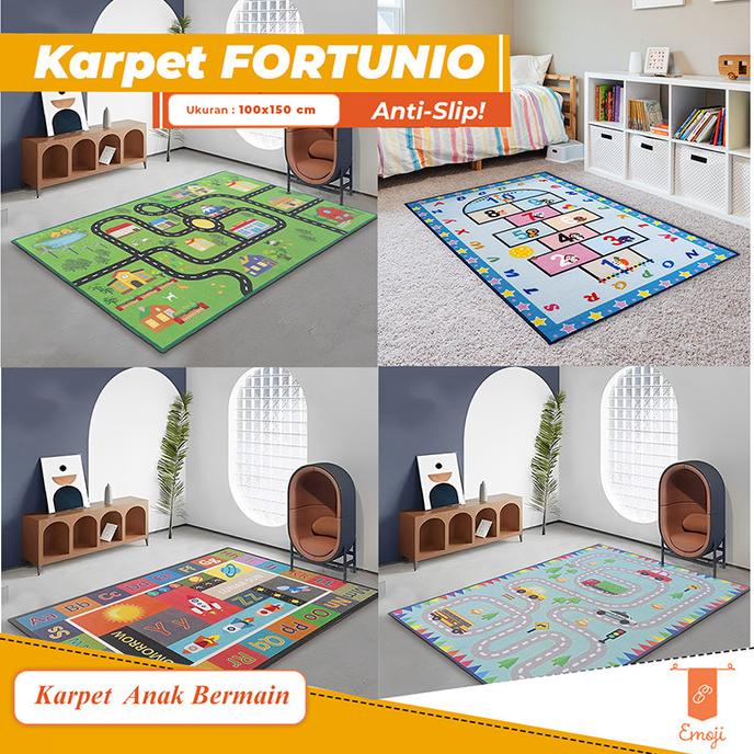 Karpet Bermain Anak 100x150 cm FORTUNIO Karpet Kamar Anak Anti Slip