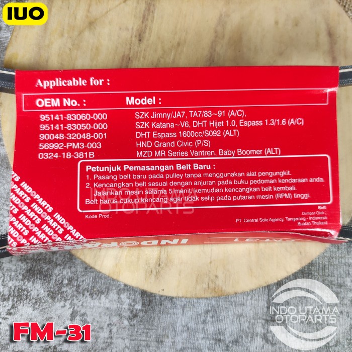 VBelt Fanbelt Grand Civic Hijet Vanbelt Power Steering INDOPARTS FM-31 star