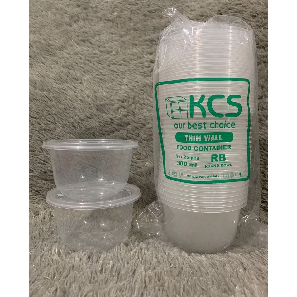 ➨Dijual Murah✢ Thinwall Bulat 300ML (25) KCS Mangkok Plastik Cup Pudding Slime Wadah Makanan Tempat 