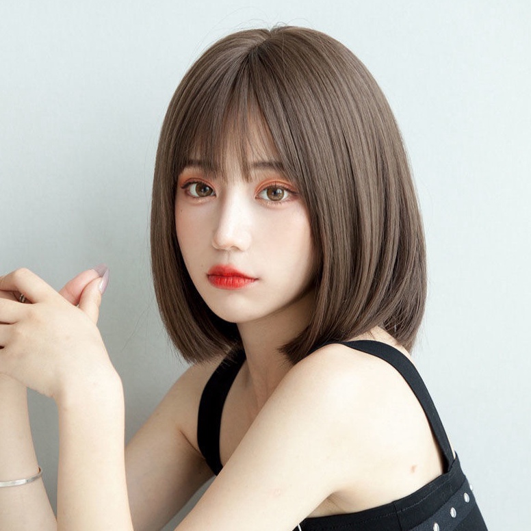 [CODEBARANG284TYE] Wig TEBAL Rambut Wig Poni Pendek Lurus Wanita Korean Version Wig Bob DEWASA Short