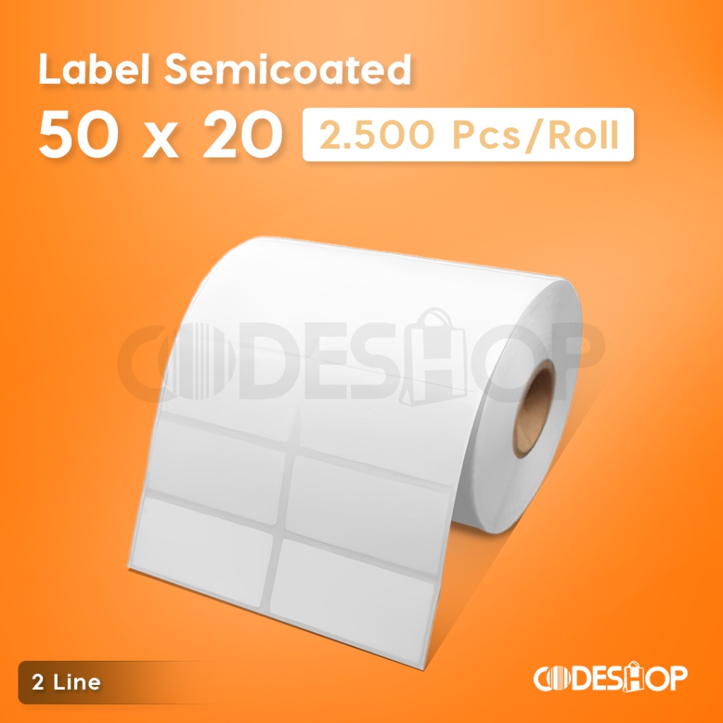 

Stiker Label Semicoated 50 x 20 mm 2 Line isi 2500 Pcs Perforasi