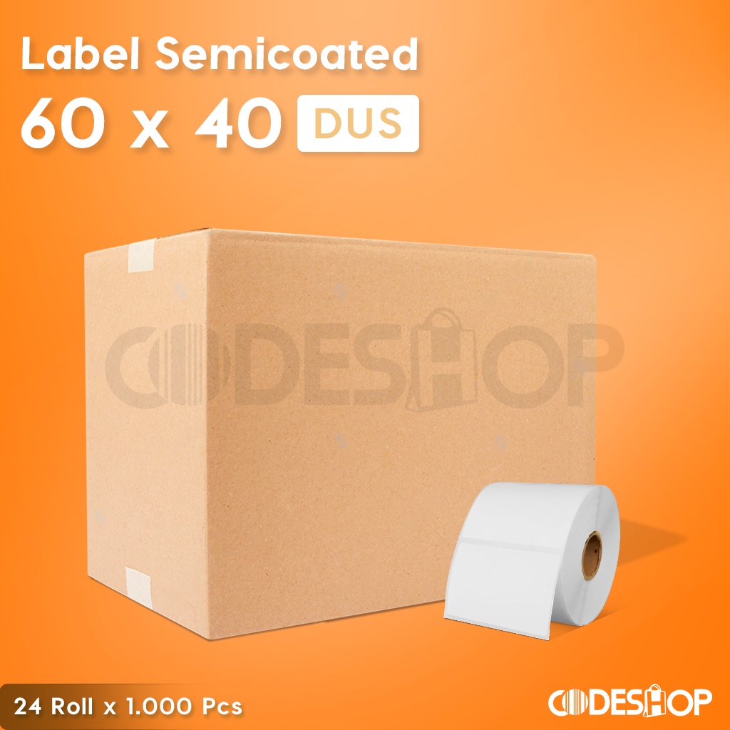 

1 Dus 24 Roll Label Barcode 60 x 40 Semicoated 60x40mm 1000 Pcs