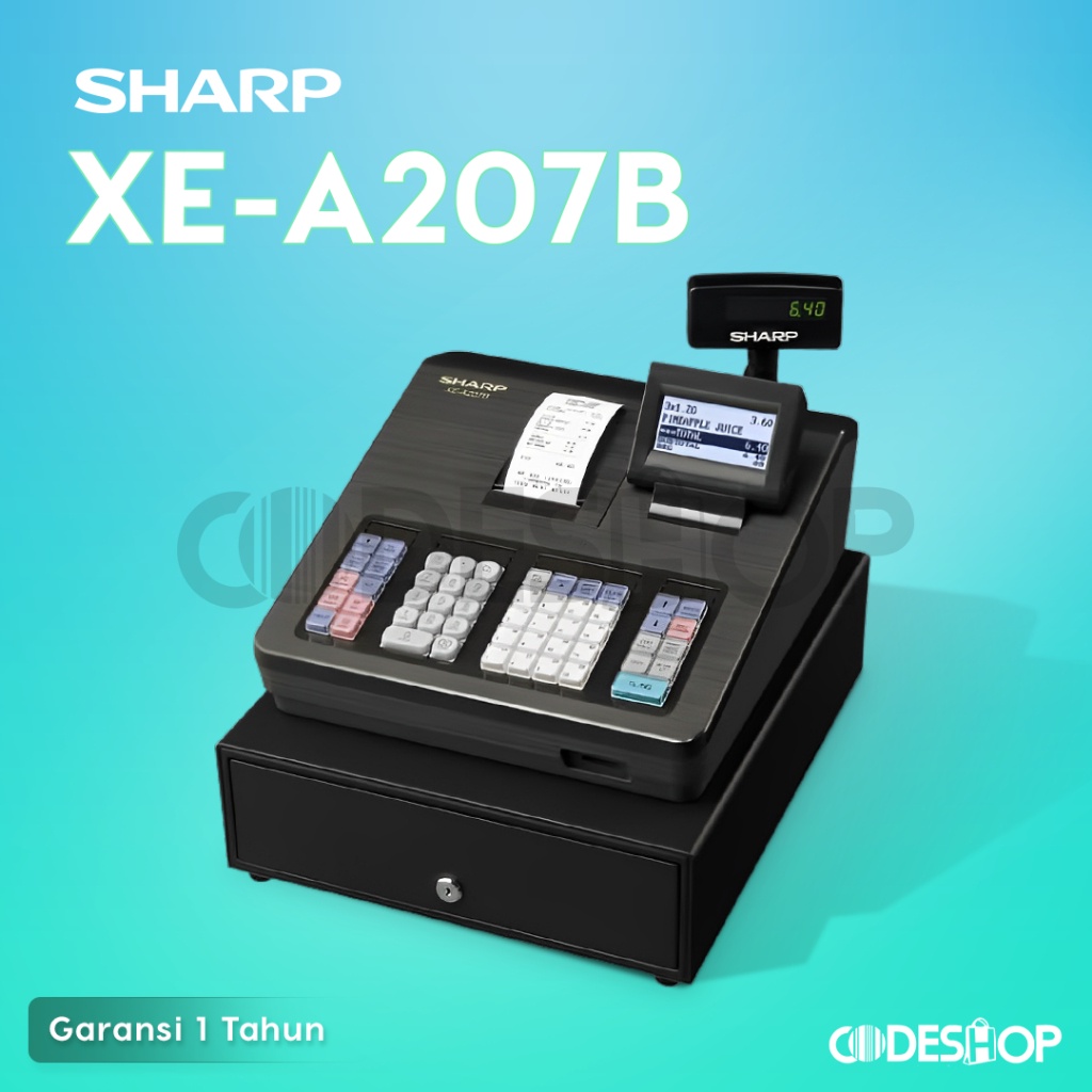 Cash Register Sharp XE-A207 B - Mesin Kasir XE-A207B Hitam