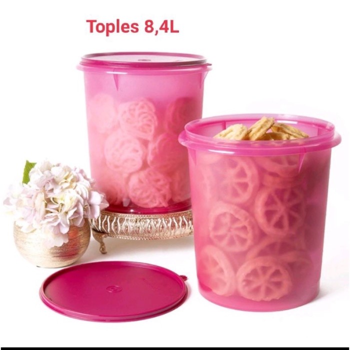 Toples Krupuk Tupperware Giant Canister 8,4Ltr Corak Flower