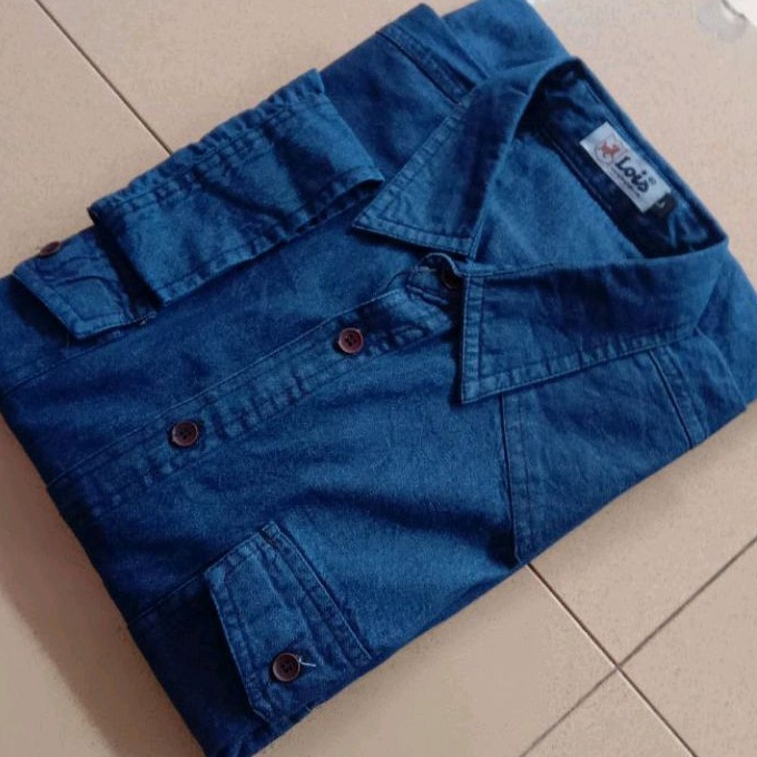 LANGSUNG ATC.. BEST KEMEJA DENIM LEVIS BLUE BLACK/KEMEJA POLOS/KEMEJA PRIA PANJANG